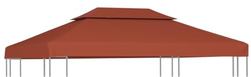 Mokuyary Reservöverdrag för trädgårdspaviljong ersättningsöverdrag för paviljongtak antik lusthus övre skydd 2 nivåer terrakotta 310 g/m² 4 x 3 m