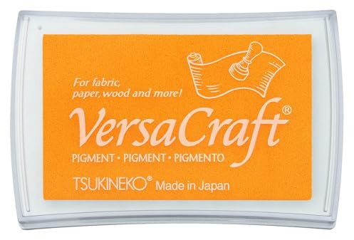 Tsukineko VersaCraft Bläckdyna till Stämpling - Saffron (Gul) - Stor – Vattenbaserad, Opak, Arkivbeständig - Embossing