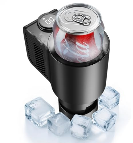 NIFBANG 2-in-1 Car Cup Cooler and Warmer, 12V Smart Electric Heated and Cooling Cup Holder with Digital Display, Portable Car Beverage Cooler & Coffee Heater Mug for Travel, Milk, Water, Soda(Black)
