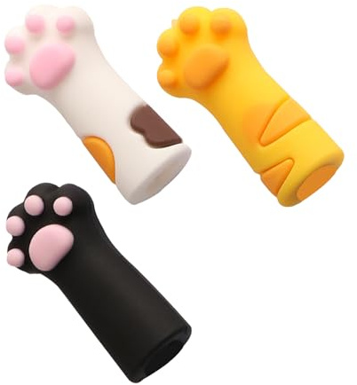 MALUGOGO Juego de 3 tijeras protectoras para uñas y pinzas flexibles, reutilizables, de silicona, diseño de pata de gato para pedicura y manicura, color aleatorio