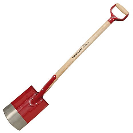 Fiskars Vanga per terreni morbidi e poco sassosi, Quadra, Lunghezza: 106 cm, Manico in legno di frassino senza nodi/Lama in acciaio, Rosso, Classic, 1003691