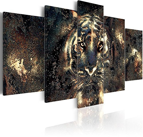 Cuadros B&D XXL - Cuadro de cristal acrílico 100x50 cm Impresión de 5 Piezas Pintura sobre Vidrio Imagen Gráfica Decoracion de Pared León Animal g-B-0024-k-n