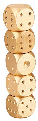 Vgeby1 Würfel Box Set 5 Stücke Aluminium Legierung Tischspiel Poker Spiele Würfel Set Männer Geschenk(Quadrat-Gold) Monopoly