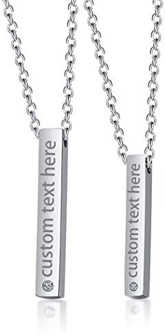 JewelryWe Smycken 2 st vänskapshalsband, partnerhalsband med gravyr, rostfritt stål, kubisk, stereo, rektangel, partnerhänge, kedja, parhalsband för män, kvinnor, silver, Rostfritt stål