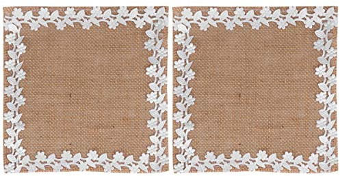 PRETYZOOM Lot De 2 Sets De Table 8.66X8.27 Pouces avec Bordure en Dentelle Style Américain pour Cuisine Fête Mariage Décoration Vintage Intérieur