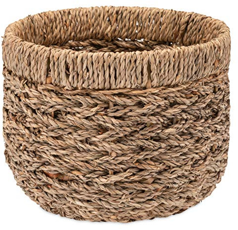Decorasian - Cesto portaoggetti, rotondo, intrecciato, sostenibile, in crine vegetale
