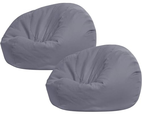 Sliner 2 Pcs Stuffed Storage Bean Bag Chair Cover for Kids Adults (no Filler) Stuffable Zipper Beanbag Cover for Organizing Plush Toys or Memory Foam(Small,Cotton,Gray)