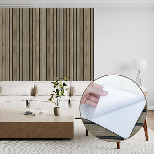 Abyssaly Sticky Back Plastic Wood Effect Vinyl Wrap Self Adhesive Wallpaper Waterproof Dark Brown Wood Panel Wallpaper Decorative Kitchen Worktop Cabinet Wall Furniture Stickers 44cmX600cm