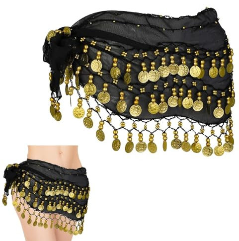 Kiuiom Cinturón y Falda para Danza del Vientre, Bufanda y Pañuelo de Cadera, Accesorio de Baile