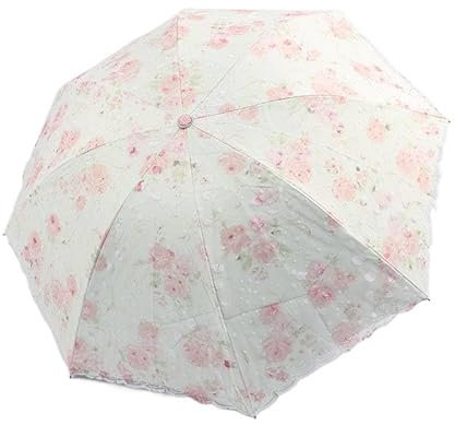 NEINUO Doppelschichtiger Spitzenschirm for Damen mit doppeltem Verwendungszweck, Faltbarer schwarzer Kleber-Sonnenschirm, Sonnenschutz, UV-Schutz/266 (Color : Huakaibanxia fense)