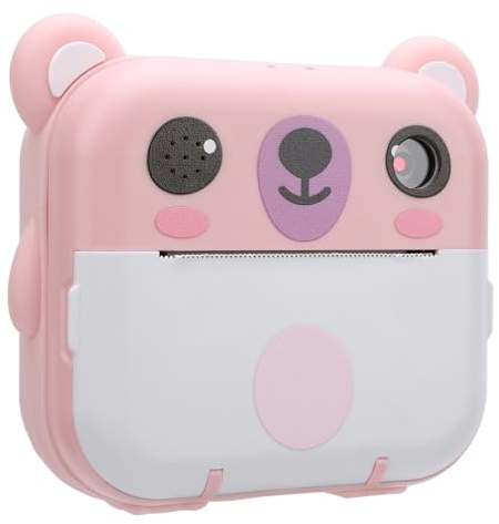 Kids Camera Instant Print, 1080P Instant Print Digital Camera med 2-tums TFT-skärm, Stöd för Musik och Spel, Selfie-digitalkamera med 1 Rullpapper, för Pojkar och Flickor (Rosa)