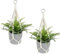 LUMOOM Lot de 3 suspensions en macramé en corde de coton - 55 cm - Avec anneau en métal - Support de plantes suspendu - Pour l'intérieur et l'extérieur - Pour jardin, salon, balcon