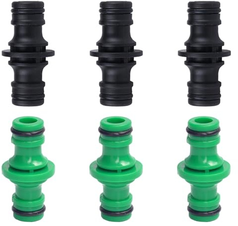 Connettore Tubo Giardino 1/2, 6 Pezzi Doppio Maschio Antigoccia con Guarnizione, Raccordo Estensione per Giardino e Lavaggio Auto