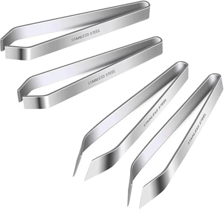 4 pinces Pince à Désarêter Poisson, Pince Cuisine épiler en Acier Inoxydable Désarêter Multifonction 2 Plates et 2 Inclinée pour Enlever Les arêtes de Poisson pour Cuisine Arêtes Poils Volaille