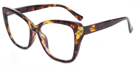 OKH Gafas Filtro Luz Azul Mujer Cat Eye – Gafas de Ordenador Sin Graduación, Lentes Claras Antirreflejo, Protección UV400 (Tortuga)