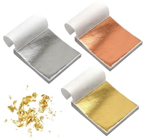 300 Hojas Pan de Oro de Imitación para Artes, Lámina Dorada para Dorado