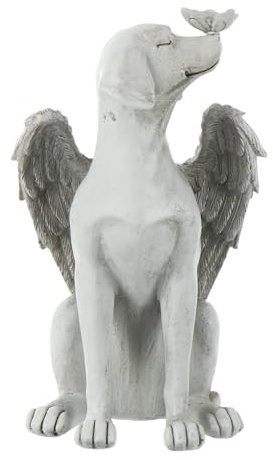 HOMSFOU Estatua Conmemorativa de Resina para Perro, Ángel para Jardín Exterior, Marcador de Tumba para Mascotas, Escultura Artesanal para Homenaje y Recuerdo en Exteriores