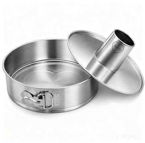 immer Tortiera Apribile Acciaio Inox Set con Fondo Piatto e Fondo a Tubo, senza PFAS senza Rivestimento Acciaio Inossidabile 18/8, Lavabile in Lavastoviglie