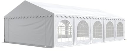 Tente Barnum de Réception 6x10 m Bâches PVC 750 N Blanc Cadre de Sol Jardin