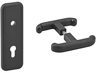 THIRARD - Set di Maniglie per Porta Garage - Tiraggio - Placca di Protezione - Quadrato 8 mm - Interasse 70 mm - Zincato Nero - Sicuro - Installazione Facile