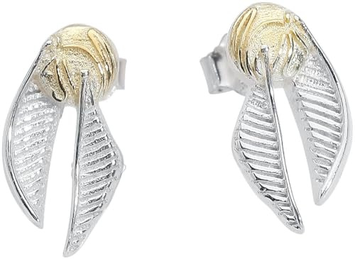 Harry Potter Snitch Dorada Unisex Set de Pendientes Plateado En plata de primera ley