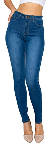 LOVER BRAND FASHION High Rise-Waisted Ladies Women Multi-Color Stretch Skinny Jeans Pants Olive Grey Mustard(Push UP) (XL, Blue Denim)