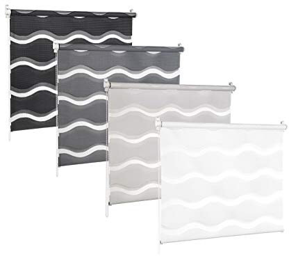 KSHANDEL24 DOPPELROLLO DUOROLLO Welle MIT 3D Effekt Weiss SCHWARZ GRAU Grafit FENSTERROLLO (Weiss, 120x150 cm)