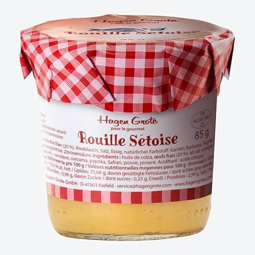 Rouille Sétoise Hagen Grote, verre de 85 g, spécialité de mayonnaise française de Sète, à la fine saveur d’ail et de safran, pour poissons, fruits de mer et baguettes
