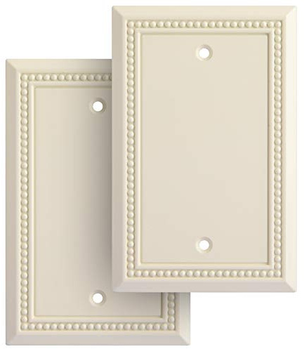 Henne Bery Sunken Pearls Heavy Duty Switch Plate/Wall Plate/Outlet Cover (Single Blank 2PK, Light Almond