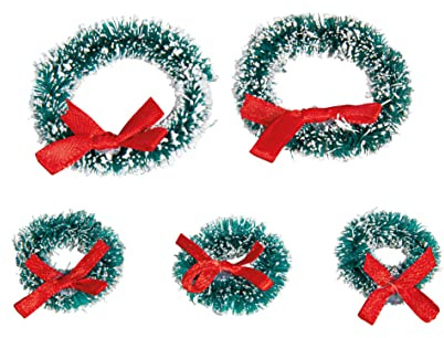 Rayher corona natalizia miniatura, 2 pezzi ø 5cm+3 pezzi ø 3cm, sacchetto da 5 pezzi, per decorazioni pacchi regalo, biglietti d'auguri, 46598282