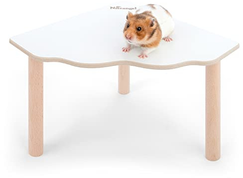 Niteangel Plateforme en Bois de Jeu pour Hamsters Nains syriens, gerbilles, Souris dégus ou Autres Petits Animaux (Triangle - Hauteur de 5,9 Pouces, Blanc)