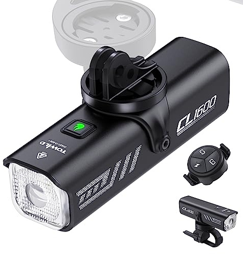 TOWILD CL1600 Luz Bicicleta Inteligentes, 1600 Lumen 5000mAh Luces Delantera Tipo C Recargable Faro de Bicicleta para MTB/Bicicleta de Carretera,12 Horas de Duración,5 Modos Luz de Ciclismo