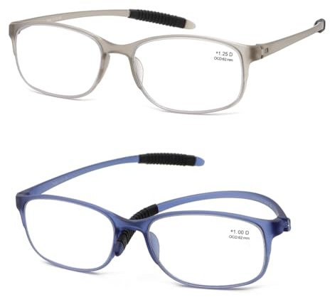 Mcoorn Gafas de Presbicia Flexibles Ligeras para Mujer Hombre, Gafas De Lectura Filtro Luz Azul para Ordenador, Dioptría +1.5