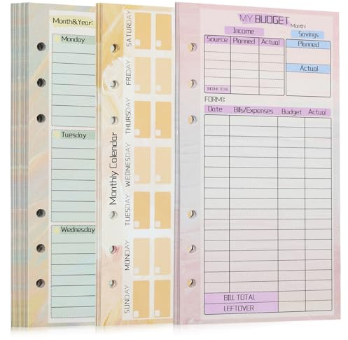 EasyDaa A6 Budget Planner Refill, 82 Sheet [2026] Colorful Weekly Monthly Planner Calendar Inserts 6 Hole Expense Budget for A6 Binder Cover, Money Envelopes Organizer for Wallet, Cash Saving -Autumn