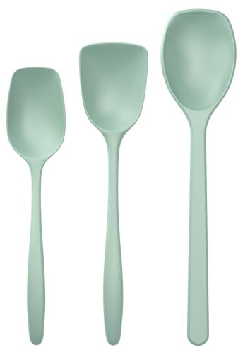 Rosti Classic Kochlöffel Set 3-Teilig, Hochwertiges Küchenhelfer Set mit 2 Kochlöffel & 1 Backlöffel, aus Kunststoff, Hitzebeständig, Bruchsicher, Spülmaschinenfest, Nordic Green