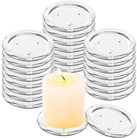 GBACHOOSE 24 Stück Kerzenteller Glas 10cm, Rund Kerzenuntersetzer Glas, Glasuntersetzer für Kerzen Glasuntersetzer Glas Klare Kerzenteller für Kerzen, Spa, Hochzeit, Party, Heimdekoration