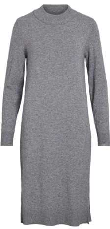 Vila Damen Viril Crew Neck L/S Midi Dress-Noos Kleid, Medium Grey Melange,M