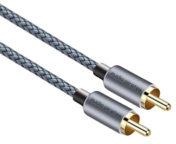 audio pirates Subwoofer Câble RCA 1 x 1 RCA - Câble Audio Coaxial avec Connecteur Plaqué Or 24K OFC Cuivre & Double Blindage - Câble Haut-parleur pour Subwoofer (1 Pack 2m)
