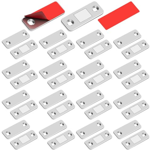 Magnete porta armadio fermo magnetico, 6 pezzi ultra sottile chiavistelli magnetici in metallo da incollare magnete chiusura adesiva forte magnete per porta scorrevole cassetti finestra armadio (12 pz