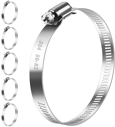 Bolatus Fascette stringitubo 59-82 mm, 6 morsetti stringitubo in acciaio inox 304 regolabili, fascette stringitubo assortimento per tubo piscina, tubo di aspirazione, tubo di trasporto