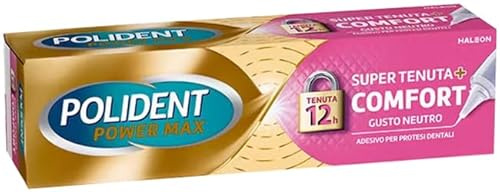 Polident Power Max Super Tenuta+Comfort Adesivo Protesi Dentale, 40g