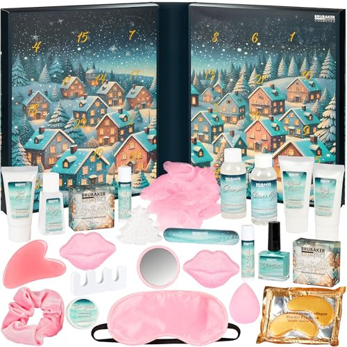BRUBAKER Cosmetics XXL Calendrier de l'Avent Beauté 2025 - Village de Noël dans la Neige - Grand Coffret Bien-Être à Ouvrir et Découvrir - 24 Surprises Cosmétiques - Cadeau de Noël Unique pour Femmes
