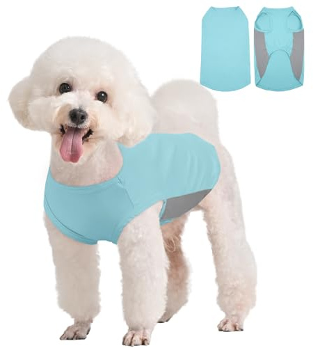 Kuoser Dog Sun Protection Vest, Lightweight Summer Dog Clothing Shirt, Breathable Cooling Vest for Small Dogs Outdoor Walking (Blue, S)