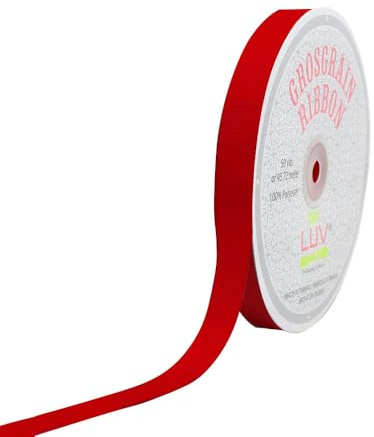 Creative Ideas 50-Yard Solid Grosgrain Ribbon, 5/8-Inch, Red