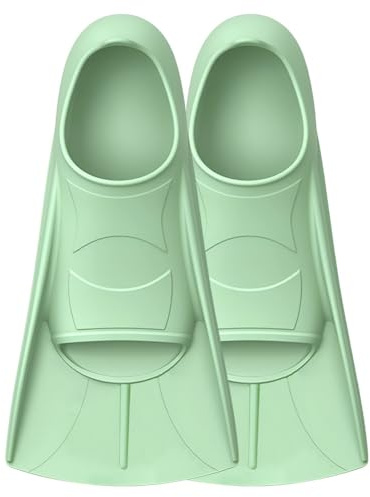 5in1 Soft Silicone Swim Training Fins Set for Lap Swimming with Earplugs Noseclip Phone Pouch and Travel Mesh Bag, Short Blade Floating Flippers for Adult Men Women
