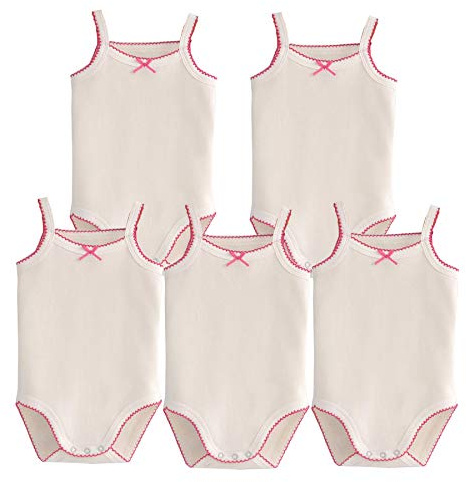 Unisex-Baby Sleeveless Onsies Tank Top Cotton Baby Bodysuit 4-Pack of Cardigan Onsies for Infants (12-18 Months, 5 Pieces Whtie)