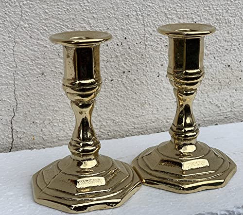 2 candelabros de latón dorado, 11 cm, estilo barroco, estilo juvenil, decoración de mesa, suministros de gastronomía 80-318