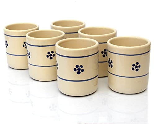 Colì Set Bicchieri Cilindrici Senza Manico Linea Stelle, Bicchiere Terracotta Acqua e Vino, 6 Pezzi, Maioliche e Terrecotte dal 1650