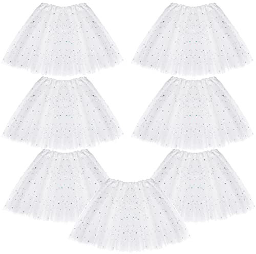 baotongle 7 Stücke Tütü Star Minirock Tüllrock Ballettrock Prinzessin Tüllrock für Karneval Geburtstag Halloween Party Mädchen Weiß