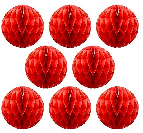 Ruidee 8 bolas de papel de panal de abeja, bolas de papel de seda, decoración de fondo de fiesta para bodas, fiestas de cumpleaños, baby showers (8 pulgadas/rojo)